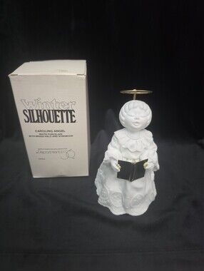 Department 56 Winter Silhouette Caroling Angel Brass Halo Songbook Box